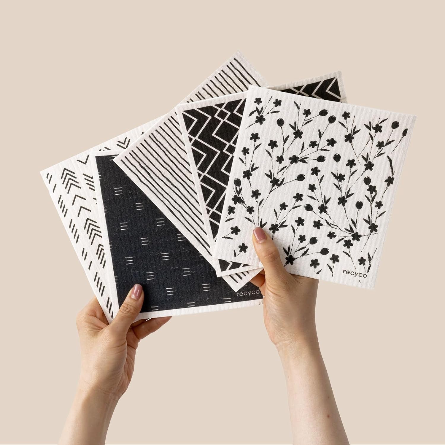 swedish-dishcloths-for-kitchen-5-pack-geometric-washable-dish-rags-cellulose-reusable-cleaning-paper-towels-absorbent-counter-dish-cloth-sponge-kitchen-wipes-8-l-x-7-w