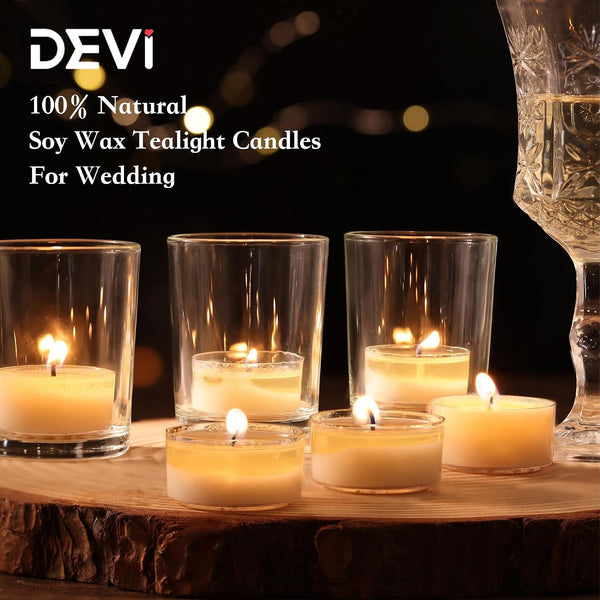 6 Hour Soy Tea Lights Candles Bulk 100 Pack, White Votive Bulk6