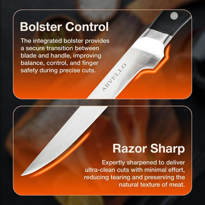Boning Knife - 7-Inch Professional Deboning & Meat Trimming Knife for Home Cooking, Culinary Use - Full Tang High Carbon German Steel Blade, 58 HRC Ultra-Sharp Edge, Dishwasher-Safe G10 Handle4