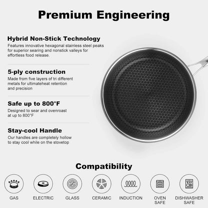 Anbomer Hybrid Ceramic Non Stick Frying Pan 8 Inch, 5-Ply Stainless Steel Skillet,Stay-Cool Handle,Induction Ready, Compatible with All Cooktops, Pfas-Free, Non-Toxic4