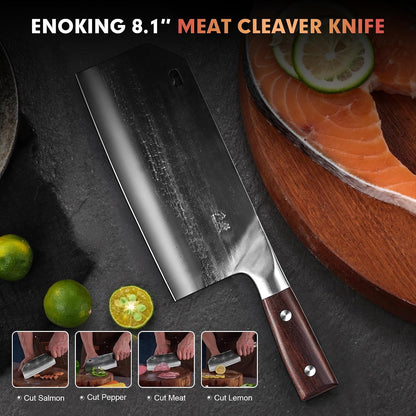 8.1″ Hand Forged Serbian Cleaver & Chef’S Knife – High Carbon Stainless Steel Butcher Knife with Full Tang for Kitchen & Outdoor6