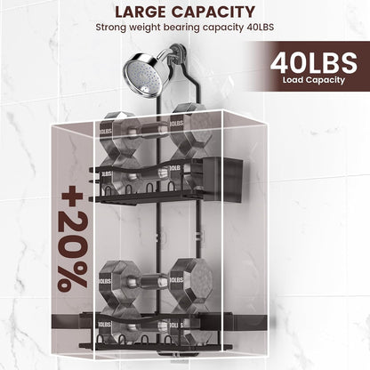 Rustproof Shower Caddy Hanging with Soap Holders for Bathroom, Black3