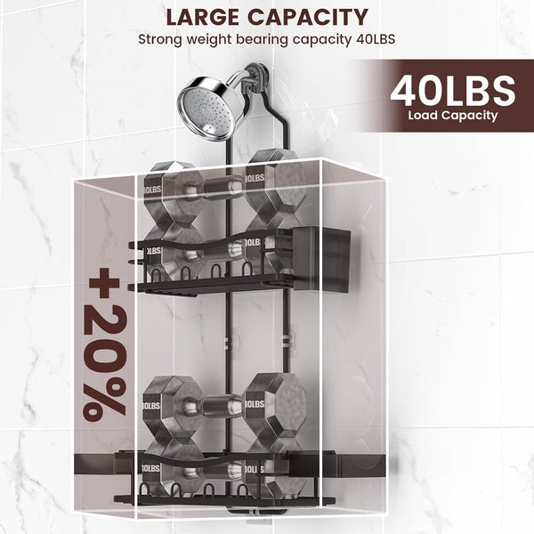Rustproof Shower Caddy Hanging with Soap Holders for Bathroom, Black3