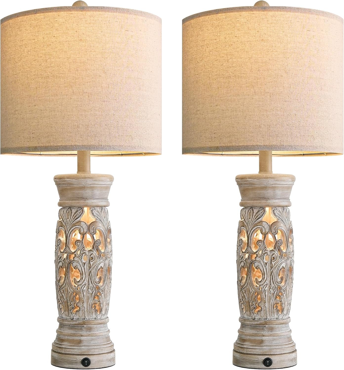27-25-farmhouse-table-lamps-set-of-2-with-night-light-rustic-bedside-lamp