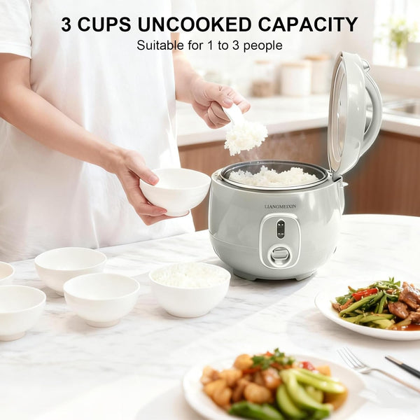 Durable Rice Cooker Small 3-Cup (Uncooked)/6-Cup (Cooked) for 1-3 People, Non-Stick Mini Rice Cooker, Perfect for White/Brown Rice, Porridge, Soup, and Hot Pot, Auto Keep Warm 12 Hours(Sage Green)4