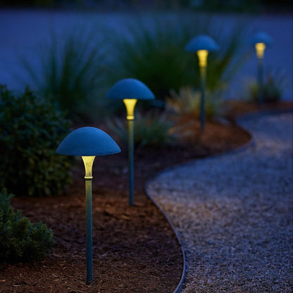Mushroom 120V Landscape Aluminum Path Light, Verde Finish3