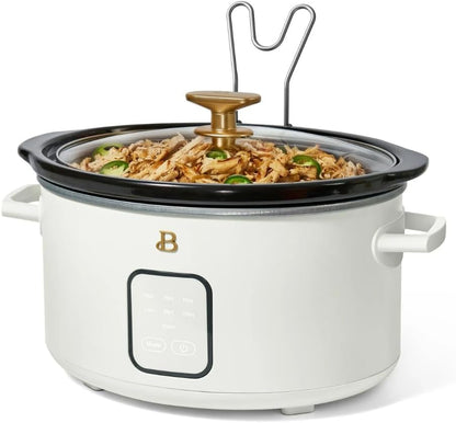 4-Quart Slow Cooker with Touch-Activated Display, Programmable Digital Controls, Removable Non-Stick Pot, Keep Warm Function (White Icing)2