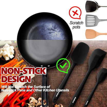 Silicone Spatula Set of 5 - Seamless One-Pieces Design, Non-Stick Rubber Spatulas Kitchen Scraper Flexible for Easy Baking, Cooking, Scraping & Mixing, Heat Resistant & Dishwasher Safe3