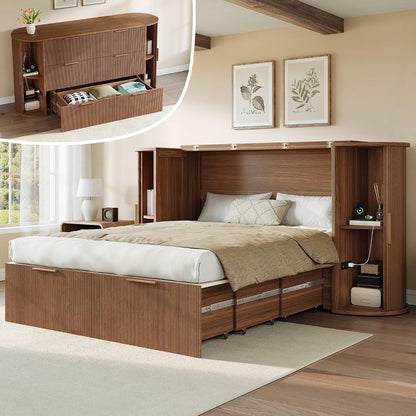 Queen Murphy Bed with Storage & Sliding Tambour Door1