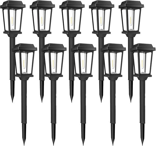 Solar Pathway Lights Outdoor 10 Pack, LED Solar Garden Lights9