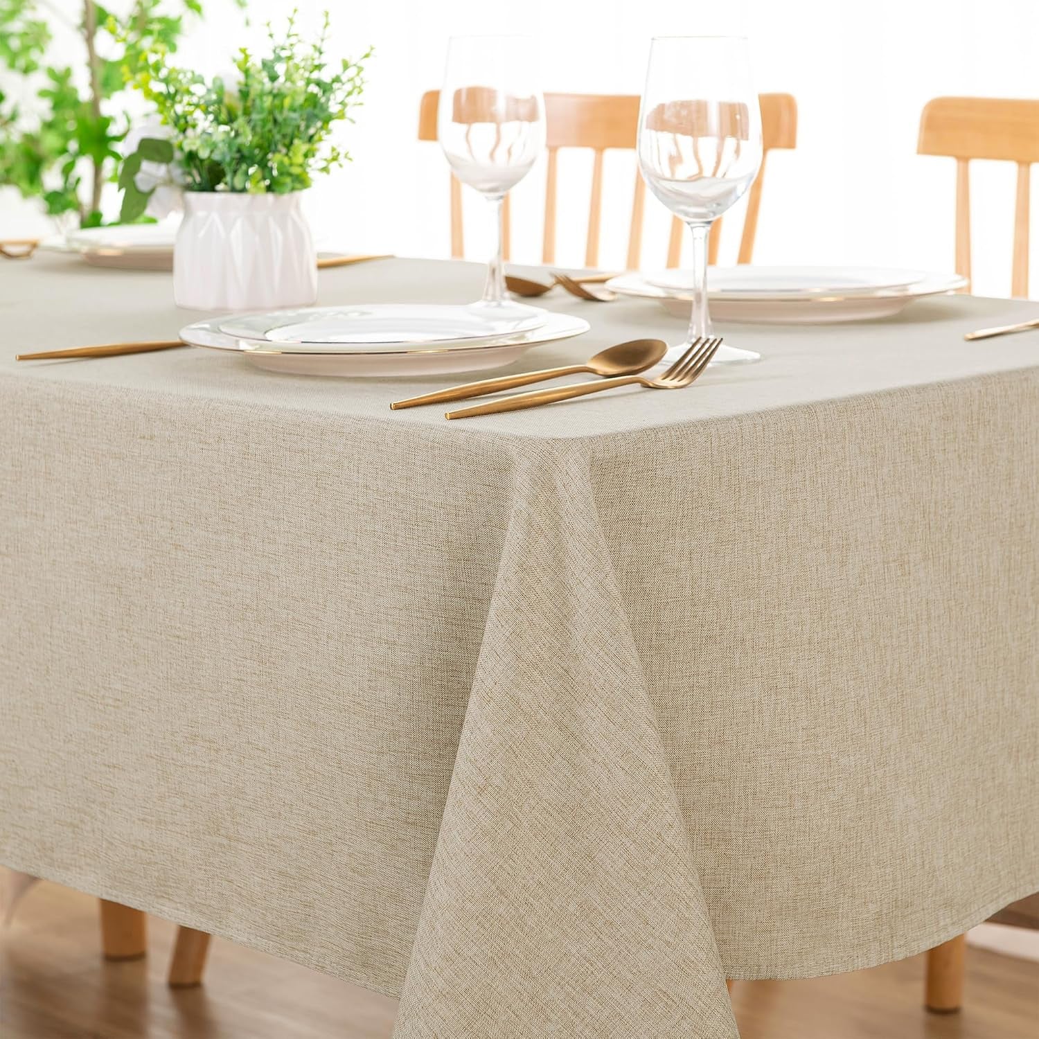 faux-linen-tablecloth-rectangle-beige-tablecloths-fabric-waterproof-spill-proof-wrinkle-and-stain-resistant-decorative-farmhouse-table-cover-for-kitchen-dining-party-54-x-108-inch