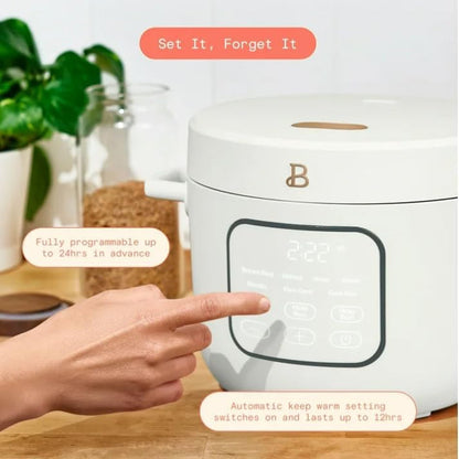 14-Cup Electric Rice and Grain Cooker by Drew Barrymore, Ceramic Nonstick Coating | Large Rice Cooker for Rice, Grains & Healthy Meals, White Icing3