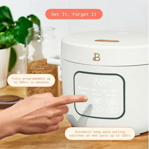 14-Cup Electric Rice and Grain Cooker by Drew Barrymore, Ceramic Nonstick Coating | Large Rice Cooker for Rice, Grains & Healthy Meals, White Icing3