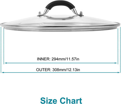12 Inch Pan Lid - Glass Lid with Stainless Steel Handle for Frying Pan and Pots (12" Lid)2
