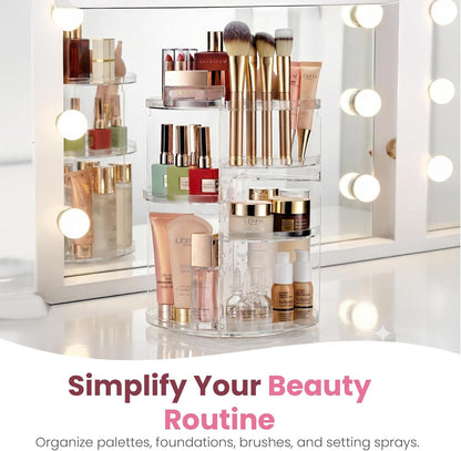 360 Rotating Makeup Organizer Countertop, Adjustable Shelf, Clear | Cosmetic Perfume Skincare Storage, Vanity Countertop7