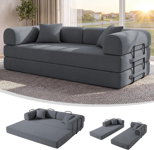 79" Boneless Couch for Living Room,Convertible Futon Sleeper Sofa Bed1