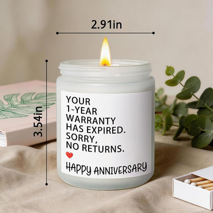 1 Year Anniversary Couple Gifts for Boyfriend Girlfriend, Happy One Year Wedding Anniversary Funny Gifts for Men Women Husband Wife, Romantic First 1St Year Marriage Gift for Her Him Scented Candle4