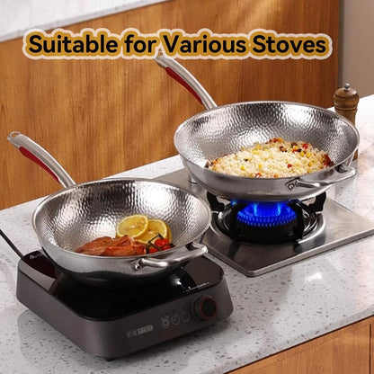 Titanium Hammered Wok, 2026 New Upgrade Non Stick No Coating Titanium Frying Pans for Cooking, Ultra-Durable, Scratch-Resistant, Safe for Oven, Induction & Cooktops,No Lid,11.81In6