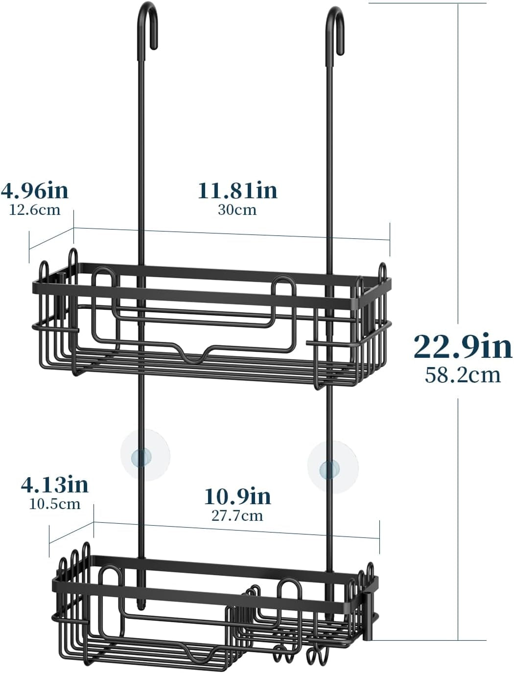 over-the-door-shower-caddy-2-tier-hanging-shower-organizer-with-soap-holder-rustproof-bathroom-storage-and-organizer-rack-for-shampoo-towels-and-toiletries-black