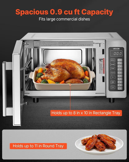 Commercial Microwave Oven, 0.9 Cu Ft, 1000W Digital Stainless Steel Countertop Microwave Oven with Touchscreen, 10 Cooking Presets, 5 Power Levels, Multi-Lock Door & Easy Clean for Restaurants | Digital Microwave with Touchscreen,0.9 Cu Ft,10 Cooking Presets,5 Power Levels and Multi-Lock Door for Restaurant and Kitchen3