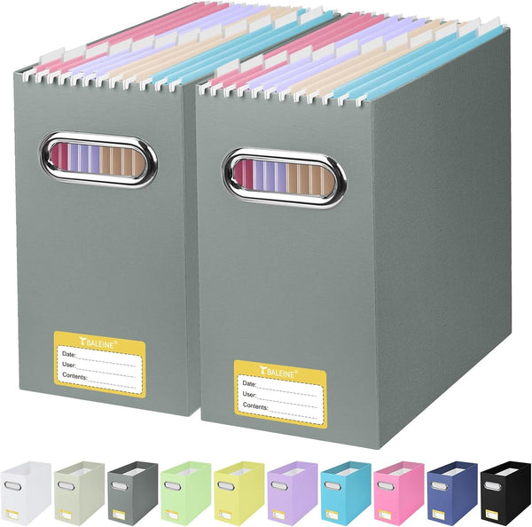 2PK File Organizer Box, Cardboard File Folder Organizer with Handle1