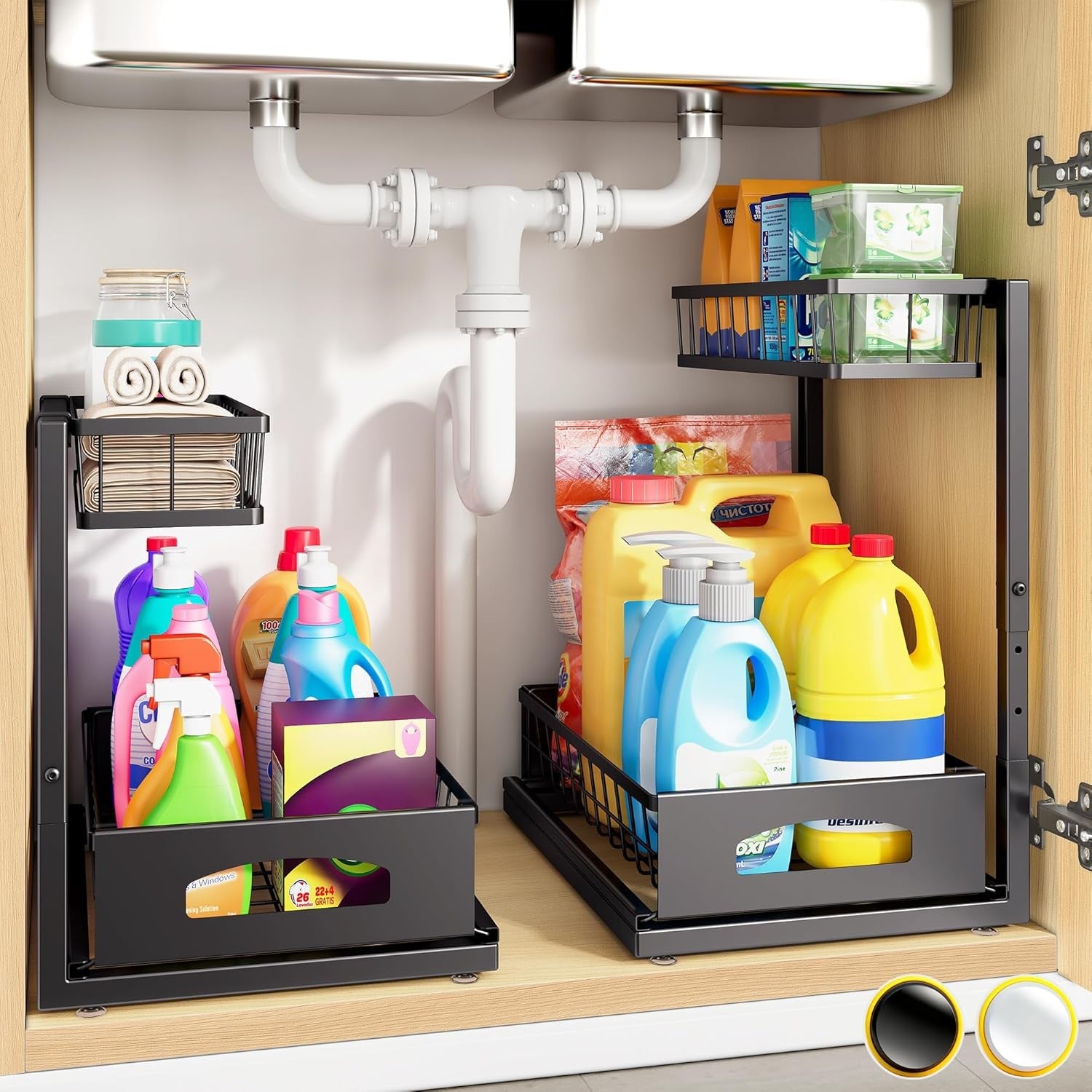 under-sink-organizer-2-pack-l-shaped-metal-pull-out-drawers-for-kitchen