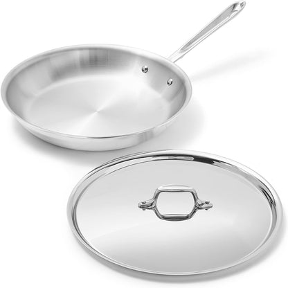 All-Clad D3® Stainless Steel 12 Inch Frying Pan with Lid- Made in the USA- the Original Bonded Professional Cookware- Oven Safe & Induction Compatible1
