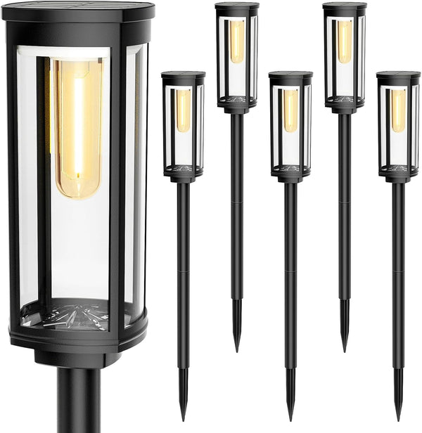 Solar Pathway Lights Outdoor Waterproof Warm White, 6 Pack8
