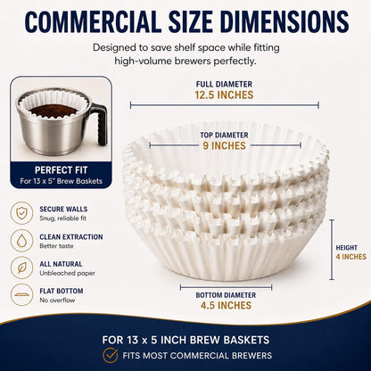 Katy’S Extra Large Commercial Coffee Filters (12.5” X 4.5”) for BUNN, Fetco & Curtis 1.5–3 Gallon Coffee & Tea Machines - Tall Walls, No Ground Overflow - Premium Filters for Businesses (Bulk Pack)3