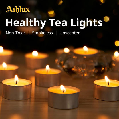100-Pack Unscented Palm Wax Tea Lights Candles,4.5 Hours Burn3