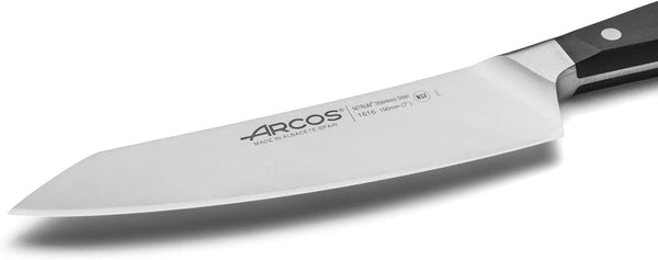 Forged Rocking Santoku Knife 7 Inch Stainless Steel. Japanese Sharp Kitchen Knife for Fish, Meat and Vegetables. Ergonomic Polyoxymethylene Handle and 190Mm Blade. Series Manhattan. Color Black3