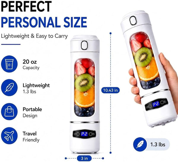 Portable Blender for Shakes and Smoothies, 20 Oz Personal Blender USB Rechargeable, 6-Blade High Speed Juicer Cup for Protein Shake, Fruit Smoothie, Travel, Gym, Office, White7