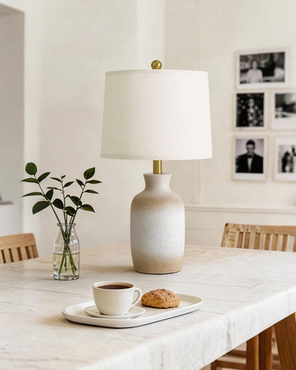 24'' Farmhouse Ceramic Table Lamp with Natural Textured Finish7