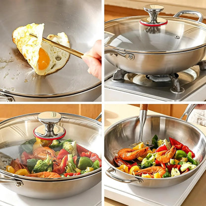 Stainless Steel 316 Wok with Glass Lid, Tri-Ply Large Cooking Surface, Oven Safe & Induction Compatible (12.5 Inch)6