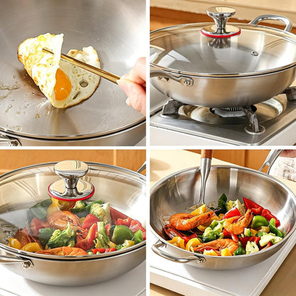 Stainless Steel 316 Wok with Glass Lid, Tri-Ply Stir Fry Pan with Handle, Induction Compatible (12.5 Inch)7