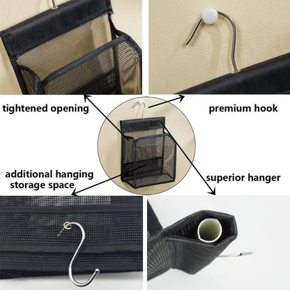 Hanging Mesh Shower Caddy Organizer Bathroom Storage Bag with Hooks for Camper, Gym, Cruise, Cabin, College Dorm Shower, Swimming and Rv,Black3