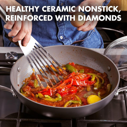 Chatham Hard Anodized Healthy Ceramic Nonstick, 11" Everyday Frying Pan Skillet with 2 Handles and Lid, Pfas-Free, Dishwasher Safe, Oven Safe, Gray2