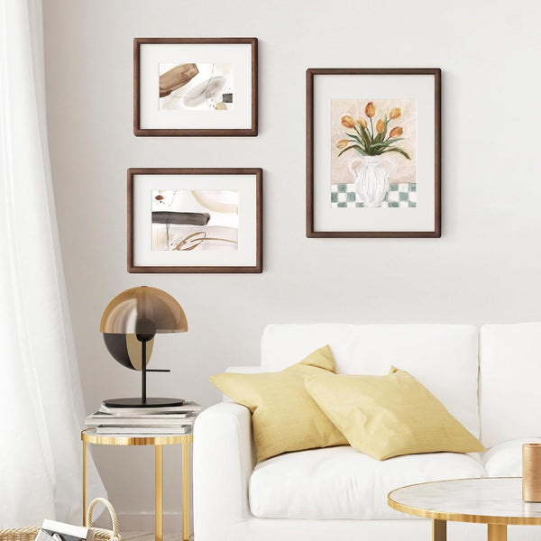 11X14 Picture Frame Matted to 8X10, Walnut Wood, Tempered Glass2