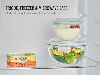 Mixing Bowl with Latching Lids 8-Pieces Set – Airtight, Leakproof, BPA Free Lids, Nesting, Meal Prep, Baking, Salad, Food Storage & Serving Bowl, Microwave, Fridge & Freezer, Dishwasher Safe4