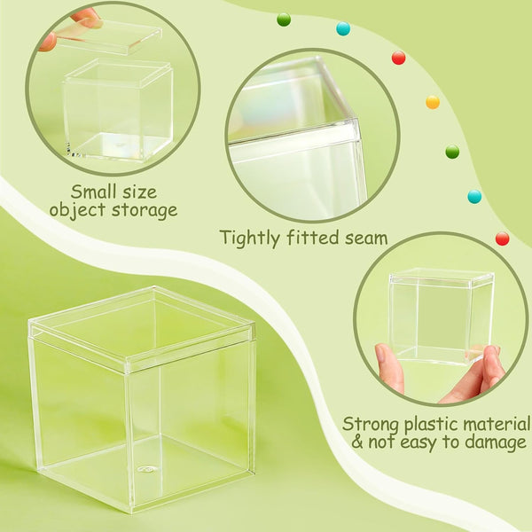 12 Pcs Clear Acrylic Boxes with Lid,Square,3 X 3 X 33