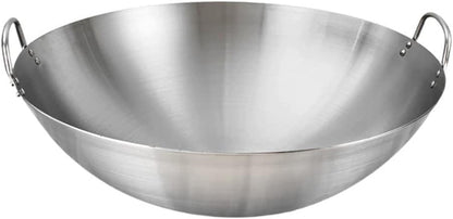 Stainless Steel Wok 12.59 Inch Double Ear Frying Pan with 2 Handles Practical Cooking Wok for Stir Frying Meat and Vegetables Home Kitchen Cookware1