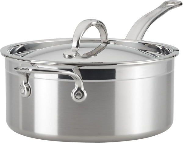 Hestan Probond Forged - Professional Clad Stainless Steel Sauce Pan with Helper Handle, 4 Quart, Induction Compatible1