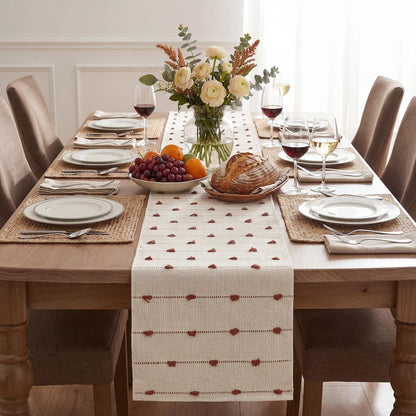Caramel Boho Farmhouse Cotton Woven Table Runner, Seasonal Fall Kitchen Dining Table Decoration for Home Party Decor 12X90 Inch2