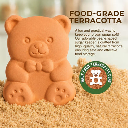 Brown Sugar Bear Keeper, Terracotta Sugar Saver Softener for Brown Sugar Containers, Reusable Food-Safe Clay Moisture Regulator, Keeps Sugar Soft, 1 Pack5