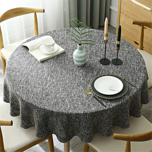 Heavy Weight round Tablecloth, Decorative Solid Color Table Cover, Cotton Linen Table Cloth Kitchen Dining Home Tabletop Decoration, Dark Grey 48 Inch (Recommended for Table Sizes up to 32 Inches)2