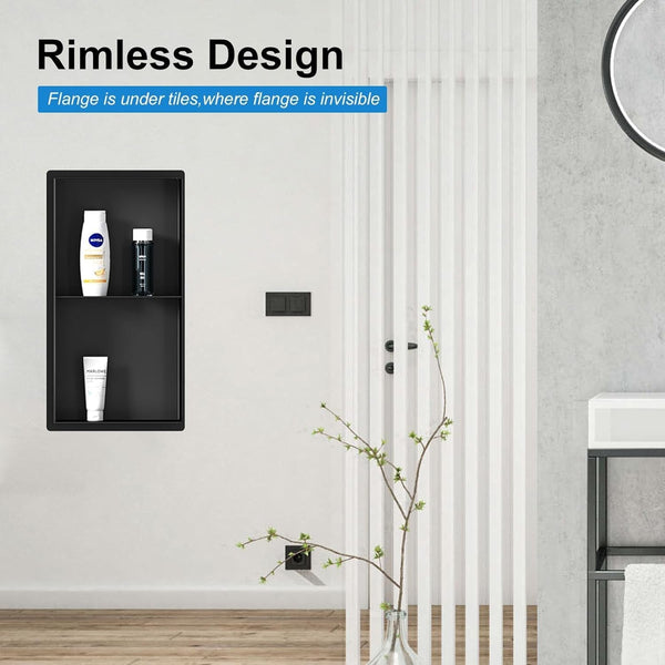 Shower Niche 24" X 12" Black, Stainless Steel Wall Niche8