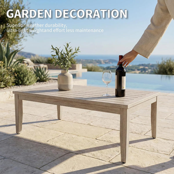 4-Piece Patio Furniture Set, Never-Rust Aluminum Sectional Sofa with Faux Wood Grain Frame, Rope Weave Outdoor Conversation Set with Coffee Table, Patio Sofa Set for Backyard, Poolside, Deck9