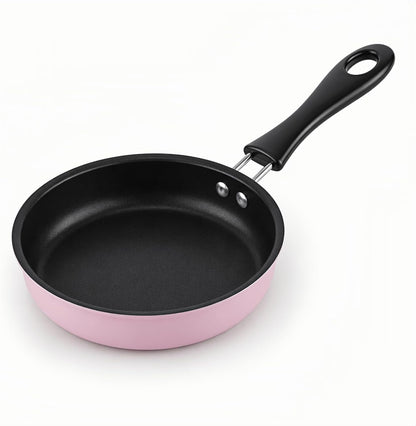 4.7 Inch Mini Egg Frying Pan, Non-Stick Cast Iron Small Skillet with Heat Resistant Handle, Compatible with Induction Gas Electric Stove for Breakfast Sausage Vegetable Cooking (Pink)1