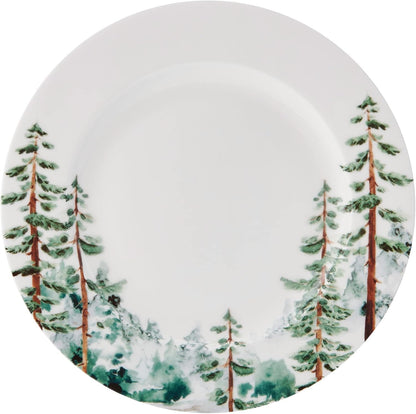 Watercolor Forest Bone China Lightweight Chip Resistant 16 Piece Dinnerware Set, Service for 4, White7