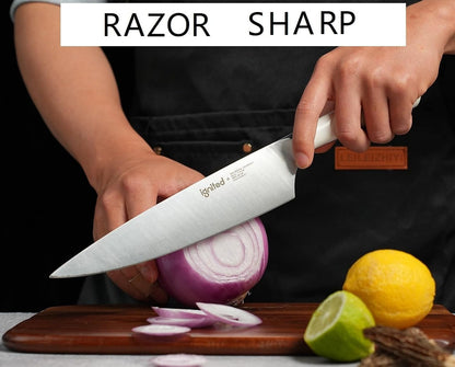 3 Piece Chef Knife Set - German Stainless Steel, Ivory White Handle | Ultra Sharp Kitchen Knives Set, Full Tang Design, Meat Vegetable Cutting Knife, Come with Gift Box3